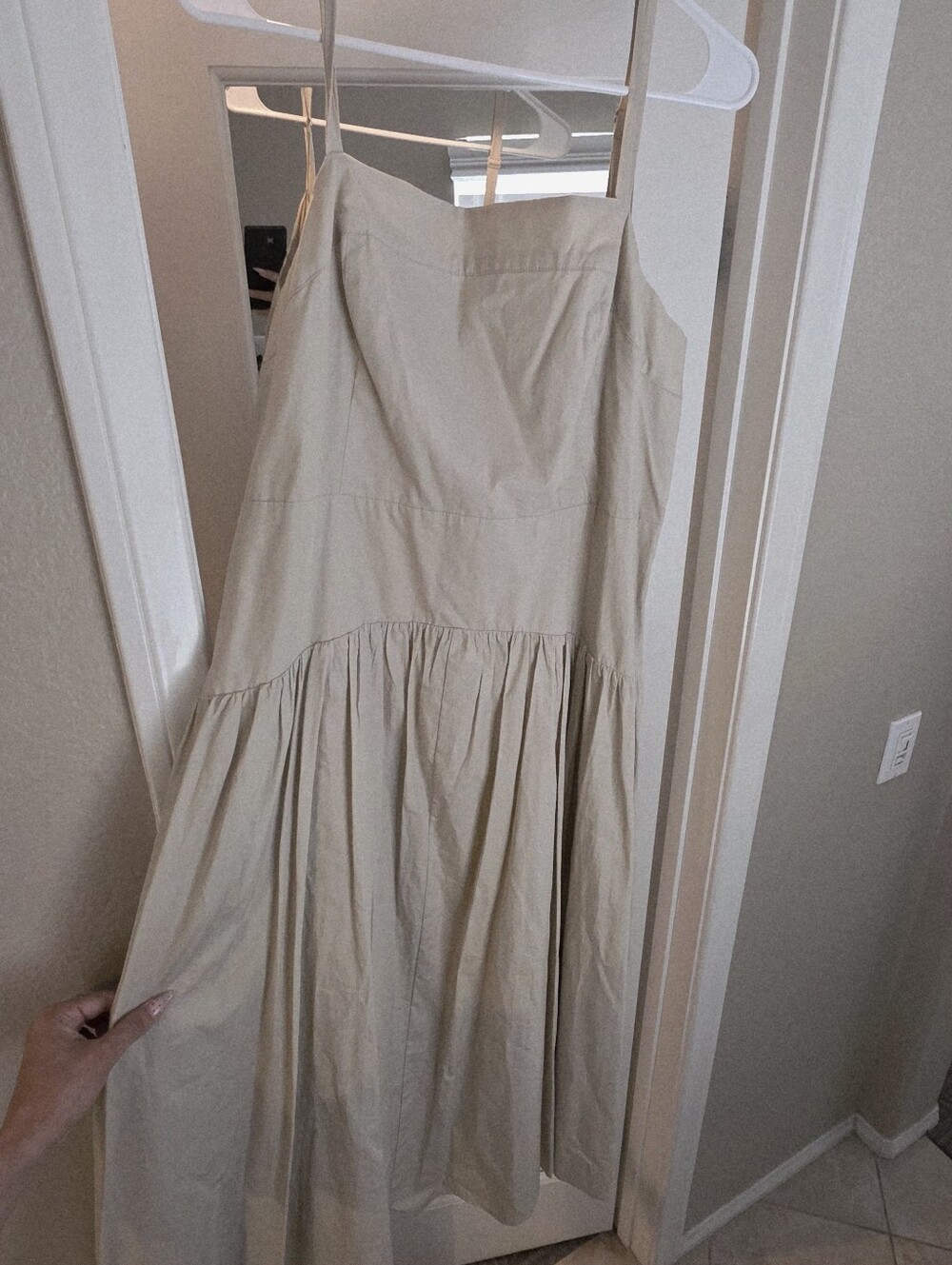 Simply Vera Vera Wang Neutral Beige Smocked Cotton Sun Dress
